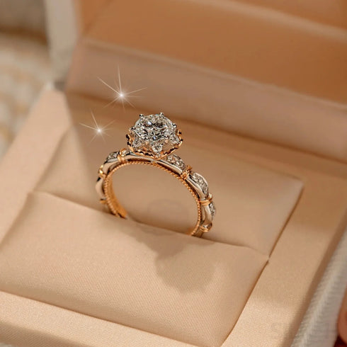 Half Carat Moissanite Sterling Silver Round Rose Ring Arya